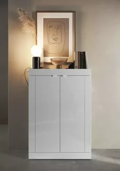 Hot Basika Costa meuble entrée laqué blanc brillant
