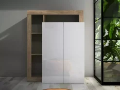 Best Sale Basika Fribourg meuble d'entrée blancbrillant/chene cadiz