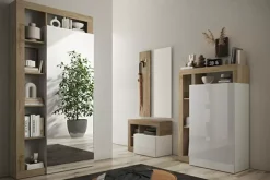 Clearance Basika Fribourg meuble d'entrée blancbrillant/chene cadiz