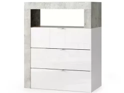 Sale Basika Fribourg meuble d'entrée blanc brillant/béton
